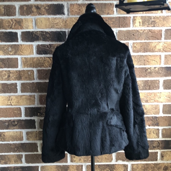 ARDEN B Black Genuine Rabbit Fur Coat - Picture 6 of 9